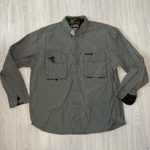 REMINGTON Mens large light green long sleeve button up hunting shirt